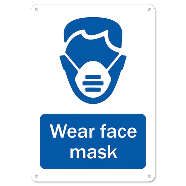 OSHA Notice Sign, Wear Face Mask, 18in X 12in Aluminum, 18" W, 12" H, Wear Face Mask
